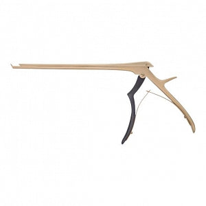 Medline Gold Titanium-Coated Microhandle Kerrison Rongeurs - 10" (25.4 cm) Long 40° Up Cutting Gold Coated Microhandle Kerrison Rongeur with 5 mm Bite and Ejector - MDS2065305