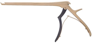 Medline Gold Titanium-Coated Microhandle Kerrison Rongeurs - 8" (20.3 cm) Long 40° Up Cutting Gold Coated Microhandle Kerrison Rongeur with 4 mm Bite and Ejector - MDS2065384