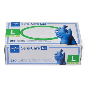 Medline SensiCare Ice Blue Powder-Free Nitrile Exam Gloves - SensiCare Ice Powder-Free Nitrile Exam Gloves, Size L - MDS2503