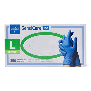 Medline SensiCare Ice Blue Powder-Free Nitrile Exam Gloves - SensiCare Ice Powder-Free Nitrile Exam Gloves, Size L - MDS2503