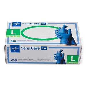 Medline SensiCare Ice Blue Powder-Free Nitrile Exam Gloves - SensiCare Ice Powder-Free Nitrile Exam Gloves, Size L - MDS2503
