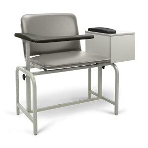 Winco Padded Blood Draw Chairs - Padded Blood Draw Chair with Flip-Up Arm, Gray, Size XL, 450 lb. Weight Capacity, Drawer Included - 2574-07