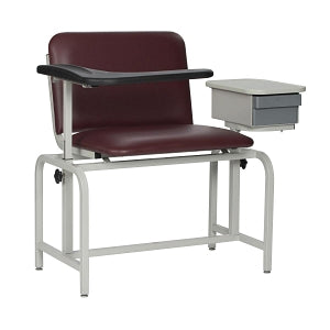 Winco Padded Blood Draw Chairs - Padded Blood Draw Chair with Flip-Up Arm, Gray, Size XL, 450 lb. Weight Capacity, Drawer Included - 2574-07