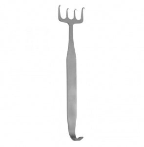Medline Freeman Rake Retractors - 7" (17.8 cm) Long x 1-1/4" (3.2 cm) Wide Freeman Rake Retractor with 4 Sharp Prongs - MDS3222024