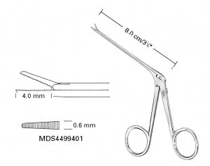 Medline Micro ENT Forceps - Micro ENT Forceps, Ear, Serrated, 4 x 0.8 mm Jaw - MDS4499801