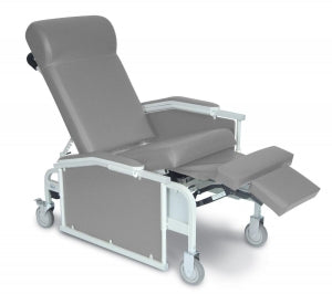Winco Drop Arm Convalescent Recliners - Drop-Arm Convalescent Recliner with Tray, 275 lb. Weight Capacity, Gray - 5271-07