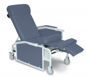 Winco Drop Arm Convalescent Recliners - Drop-Arm Convalescent Recliner with Tray, 275 lb. Weight Capacity, Blueridge - 5271-17