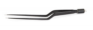 Medline Bipolar Forceps - 8.75" (20.3 cm) Bayonet Non-Insulated Bipolar Forceps with Straight 1.0 mm Tips, German Stainless Steel - MDS597209C