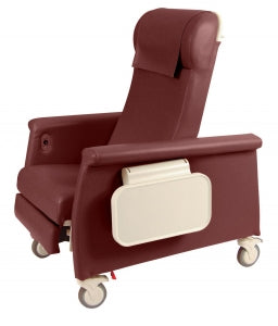 Winco Swing Arm Dialysis Recliners - Elite Clinical Recliner with Dual Swing-Away Arms, Burgundy - 6940-14