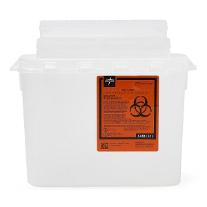 Medline Biohazard Patient Room Sharps Disposal Containers - Wall-Mount Sharps Container, Clear, 5.4 qt. - MDS705254