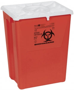 Medline Large PG-II Waste and Sharps Containers - PG-II Flat Sharps Container with Port Lid, Red, 12 gal. - MDS705312
