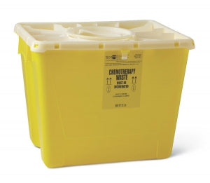 Medline Large PG-II Waste and Sharps Containers - PG-II Flat Sharps Container for Chemotherapy Waste with Port Lid, Yellow, 8 gal. - MDS706308