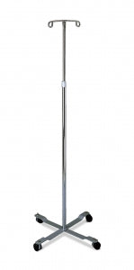 Medline Chrome Four Leg IV Poles - Chrome IV Pole with 2 Hooks and 4 Casters - MDS80441