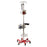 Medline Stainless Steel Six Leg Heavy Duty IV Pole - Stainless Steel 6-Leg Heavy-Duty IV Pole with Quick Release Casters, 4 Hook, 73" to 99-1/5" H, Red Base - MDS80600RED
