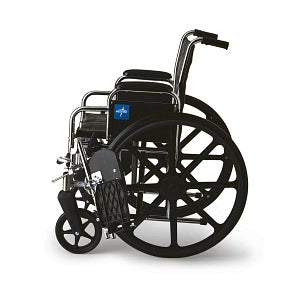 Medline 2000 Series Wheelchairs - Excel Wheelchair, Removable Desk-Length Arms, Elevating Leg Rests, Black, 18" - MDS806300D