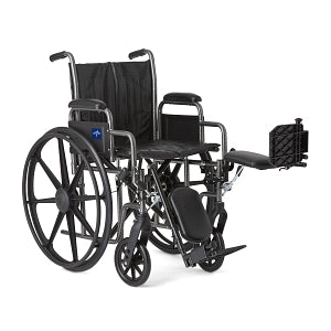 Medline K2 Basic Vinyl Wheelchairs - K2 Basic Wheelchair with 18"W Seat, Removable Desk-Length Arms and Elevated Leg Rests - MDS806300EV