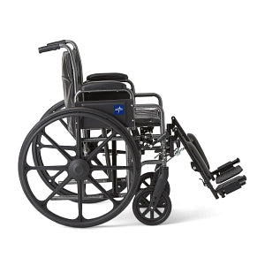 Medline K2 Basic Vinyl Wheelchairs - K2 Basic Wheelchair with 18"W Seat, Removable Desk-Length Arms and Elevated Leg Rests - MDS806300EV