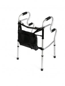 Medline Stand Assist Walkers - 3-in-1 Stand Assist Walker with 2-Button Folding and Bag, Silver - MDS86410UR