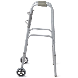 Medline Two-Button Folding Walkers with 5" Wheels - 2-Button Basic Walker with 5" Wheels - MDS86410W54B