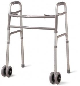 Medline Bariatric Folding Walkers - Adult Bariatric Folding Walker, 2 Button, 500 lb. Capacity, Extra Wide, 5" Wheels - MDS86410XWW