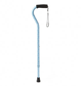 Medline Offset Handle Fashion Canes - Offset Cane, Baroque Print, Teal - MDS86420BT