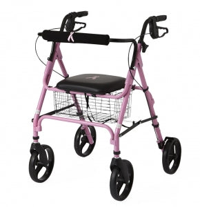 Medline Rollators with 8" Wheels - Rollators with 8" Wheels Walker Pink, Breast Cancer Awareness - MDS86825BC