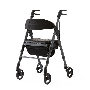 Medline Momentum Rollators - Momentum Rollator with Height-Adjustable Seat and Handles, Grey - MDS86870G