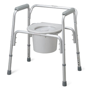 Medline Aluminum Bedside Commode - Aluminum Bedside Commode, 16" - 20" Height Adjustable, 300 lb. Capacity - MDS89664A