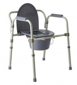 Medline Folding Steel Commode - Folding Steel Bedside Commode - MDS89664FR