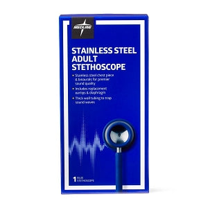 Medline Elite Stainless Steel Stethoscope - Elite Adult Stainless Steel Stethoscope, Blue - MDS92270