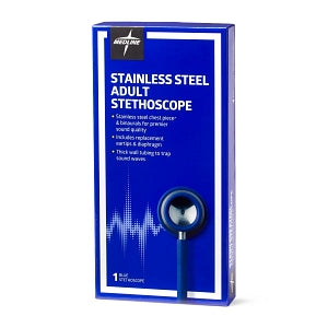 Medline Elite Stainless Steel Stethoscope - Elite Adult Stainless Steel Stethoscope, Blue - MDS92270