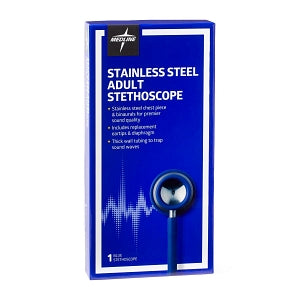 Medline Elite Stainless Steel Stethoscope - Elite Adult Stainless Steel Stethoscope, Blue - MDS92270