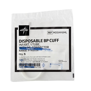 Medline Single-Tube Blood Pressure Cuffs with Male Luer Connector - Disposable Single-Tube Blood Pressure Cuff with Male Luer Connector, Infant - MDS9910ML