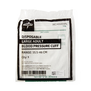 Medline Single-Tube Blood Pressure Cuffs with Male Luer Connector - Disposable Single-Tube Blood Pressure Cuff with Male Luer Connector, Large Adult - MDS9914ML