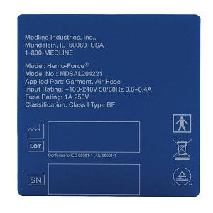 Medline Hemo-Force DVT Pump Parts and Accessories - CE Label for Hemo-Force MDS600INT DVT Pump - MDSAL204221