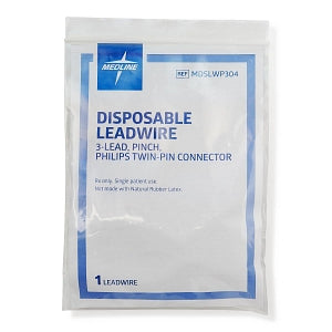 Medline Disposable ECG Leadwires - LEADWIRE, DISP, 3-LEAD, PINCH, PHIL TPIN - MDSLWP304