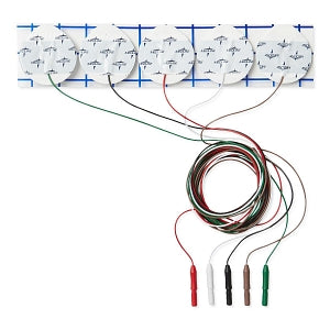 Medline Adult Prewired ECG Electrodes - 5-Lead Prewired Radiotranslucent Foam Electrode - MDSM61155R