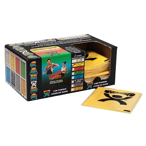 Fabrication Enterprises Inc CanDo Low Powder Pre-Cut Exercise Bands - EXERCISE BAND, 4', 40 EACH, YELLOW, LVL2 - 10-5241