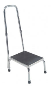 Fabrication Enterprises Foot Stool with Hand Rail - Chrome Foot Stool with Hand Rail, 11" x 16" Top - 16-1710