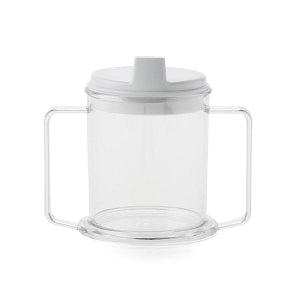 Medline Two Handled Cups - 2-Handle Cup, Spouted Lid, 10 oz., Clear - MDSR001159