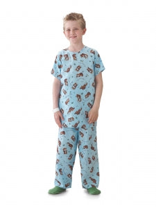 Medline Tired Tiger Pediatric Patient Gowns - Pediatric Gown with Tiger Print, Blue, Size L - MDT011386L