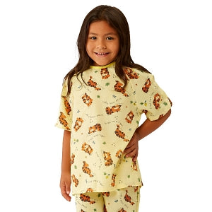 Medline Tired Tiger Print Pediatric IV Gowns - Pediatric IV Gown, Tiger, Yellow, Size S - MDT011389S