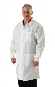 Medline Men's ResiStat Lab Coat with Pockets - Men's ResiStat Lab Coat, White, Size XL - MDT046805XL