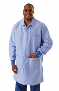 Medline Men's ResiStat Lab Coat with Pockets - Men's ResiStat Lab Coat, Light Blue, Size L - MDT046811L