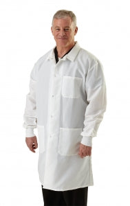 Medline Men's ResiStat Lab Coat with Pockets - Men's ResiStat Lab Coat, Light Blue, Size L - MDT046811L
