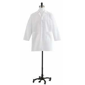 Medline Men's Poplin Staff Length Lab Coat - Poplin 80% Polyester/20% Cotton Staff-Length Lab Coat, White, Size 58 - MDT12WHT58E