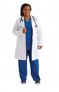 Medline Ladies' 100% Cotton Staff-Length Lab Coats - Ladies Lab Coat, Staff Length, 100% Cotton, Knot Buttons, Size XS - MDT19WHTXS