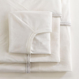 Medline Soft-Fit Knitted Bassinet / Crib Sheet - Crib Sheet, Soft-Fit Knitted, Jersey Knit, White with Brown Elastic, 55% Cotton/45% Polyester, 27" x 50" x 10", 60/Case - MDT218515