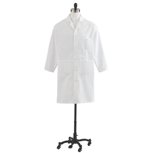 Medline Heavyweight Twill Button-Front Men's Lab Coats - Men's Heavyweight Twill Full Length Lab Coat, White, Size 36 - MDT775501036