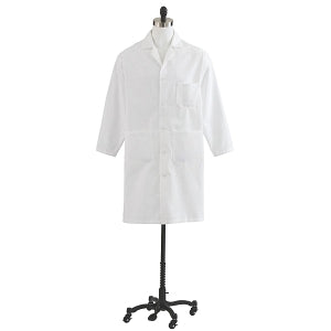 Medline Heavyweight Twill Button-Front Men's Lab Coats - Men's Heavyweight Twill Full Length Lab Coat, White, Size 56 - MDT775501056